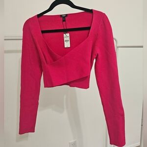 Express Body Contour Wrap Front Cropped Sweater L